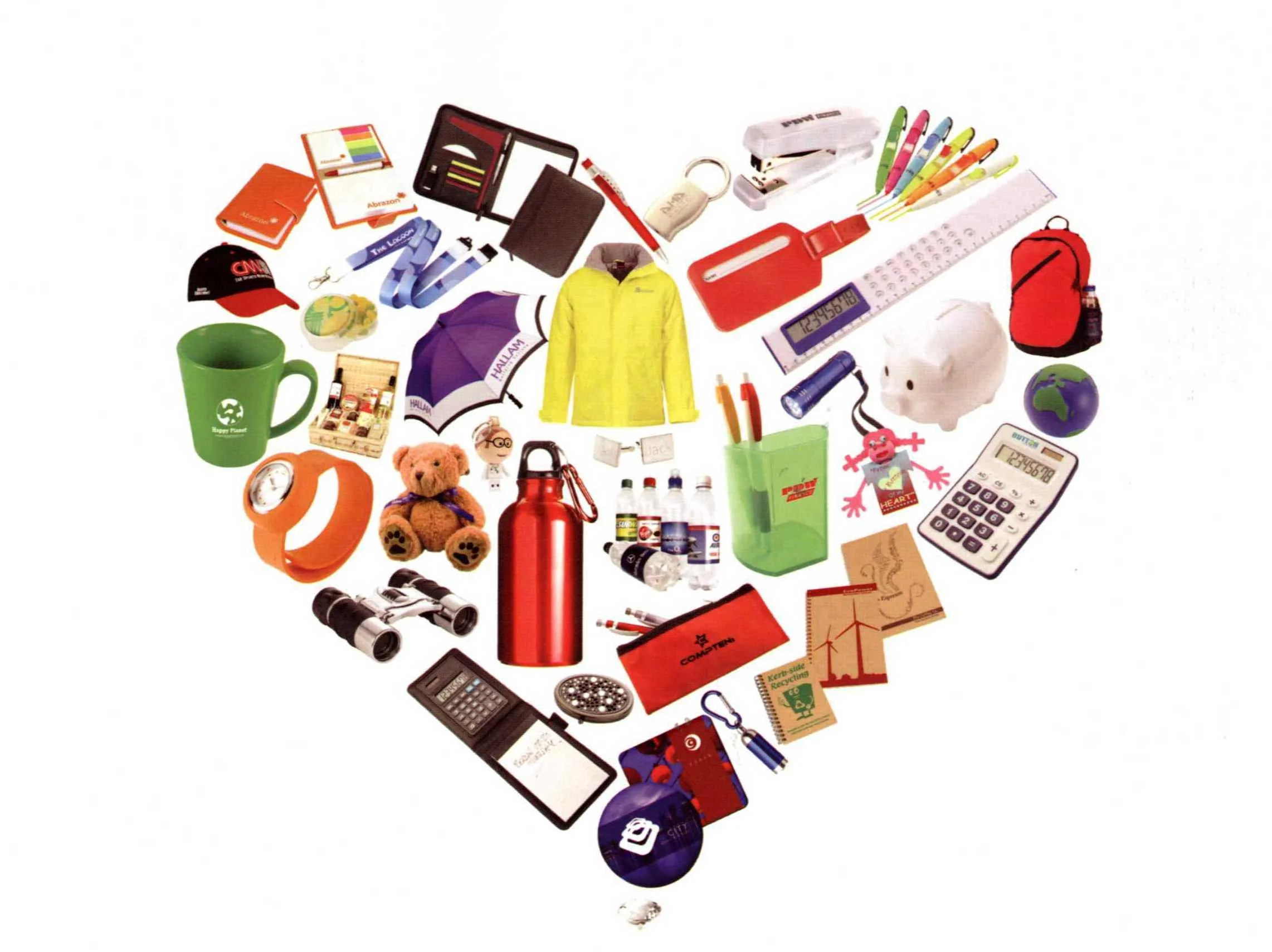 Selection of colourful promotional products