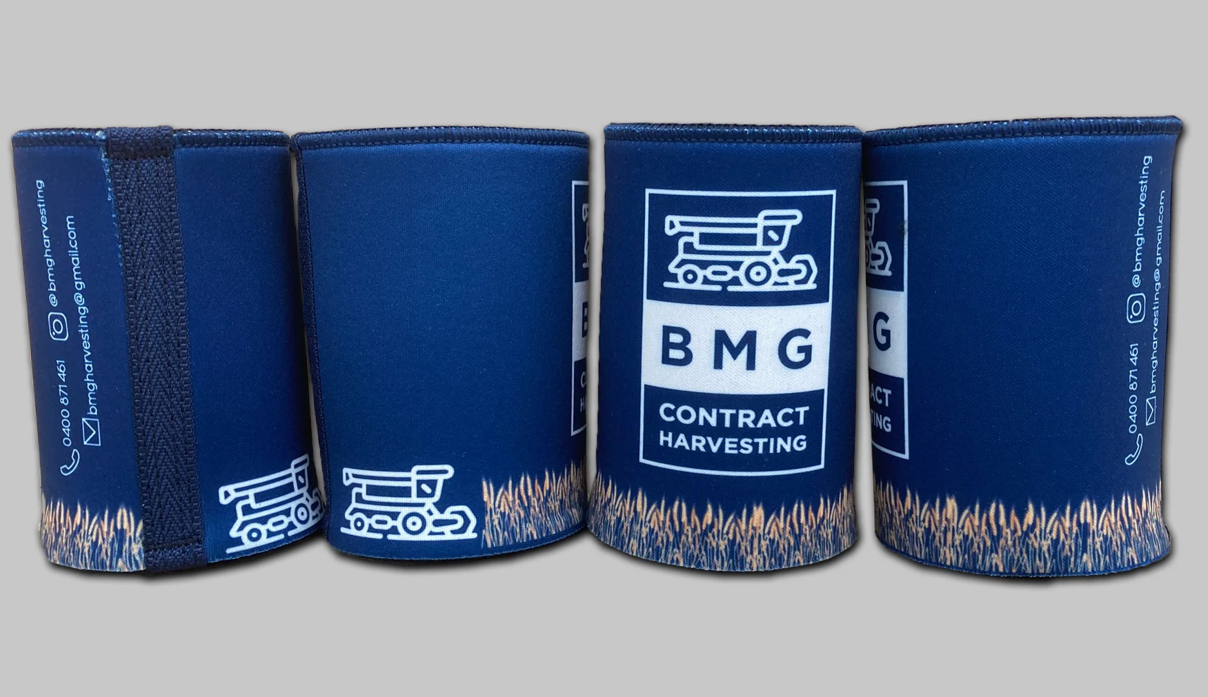 Blue custom printed stubby holders